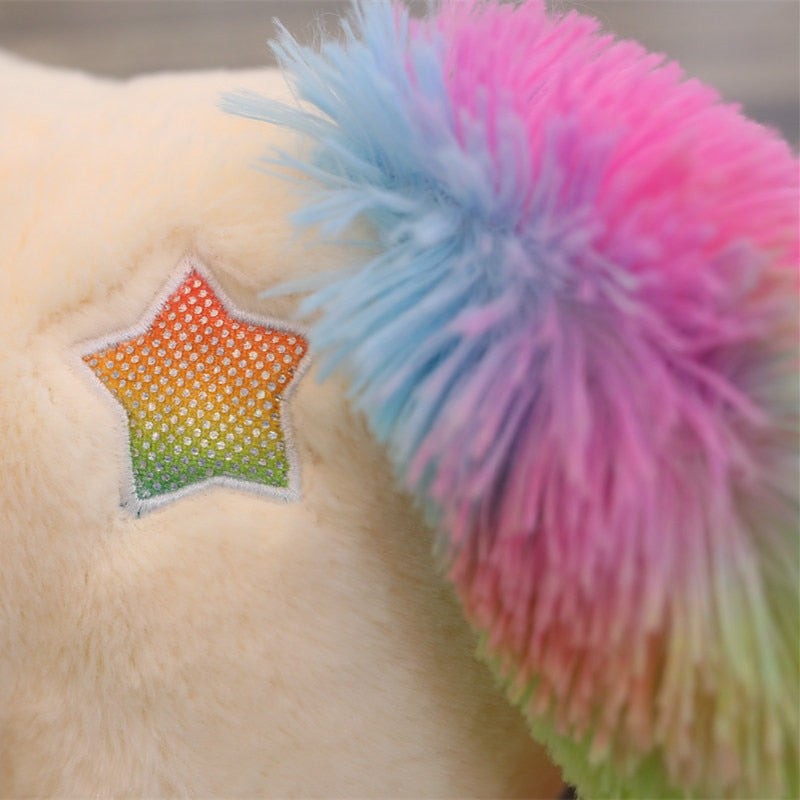 Unicorno di peluche con corno multicolore | Peluche Italia