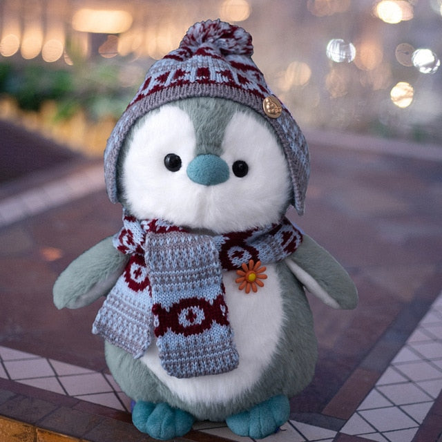 Peluche Pinguino turchese con cappello e sciarpa | Peluche Italia