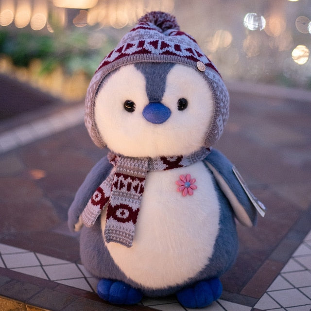 Peluche Pinguino blu con cappello e sciarpa | Peluche Italia